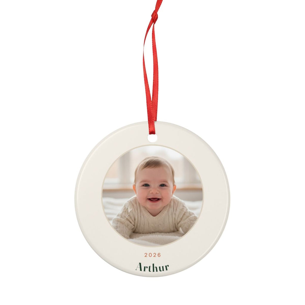 Baby's First Christmas Photo Ornament with Name, Kept by You, personalised and printed in the UK (view 4)