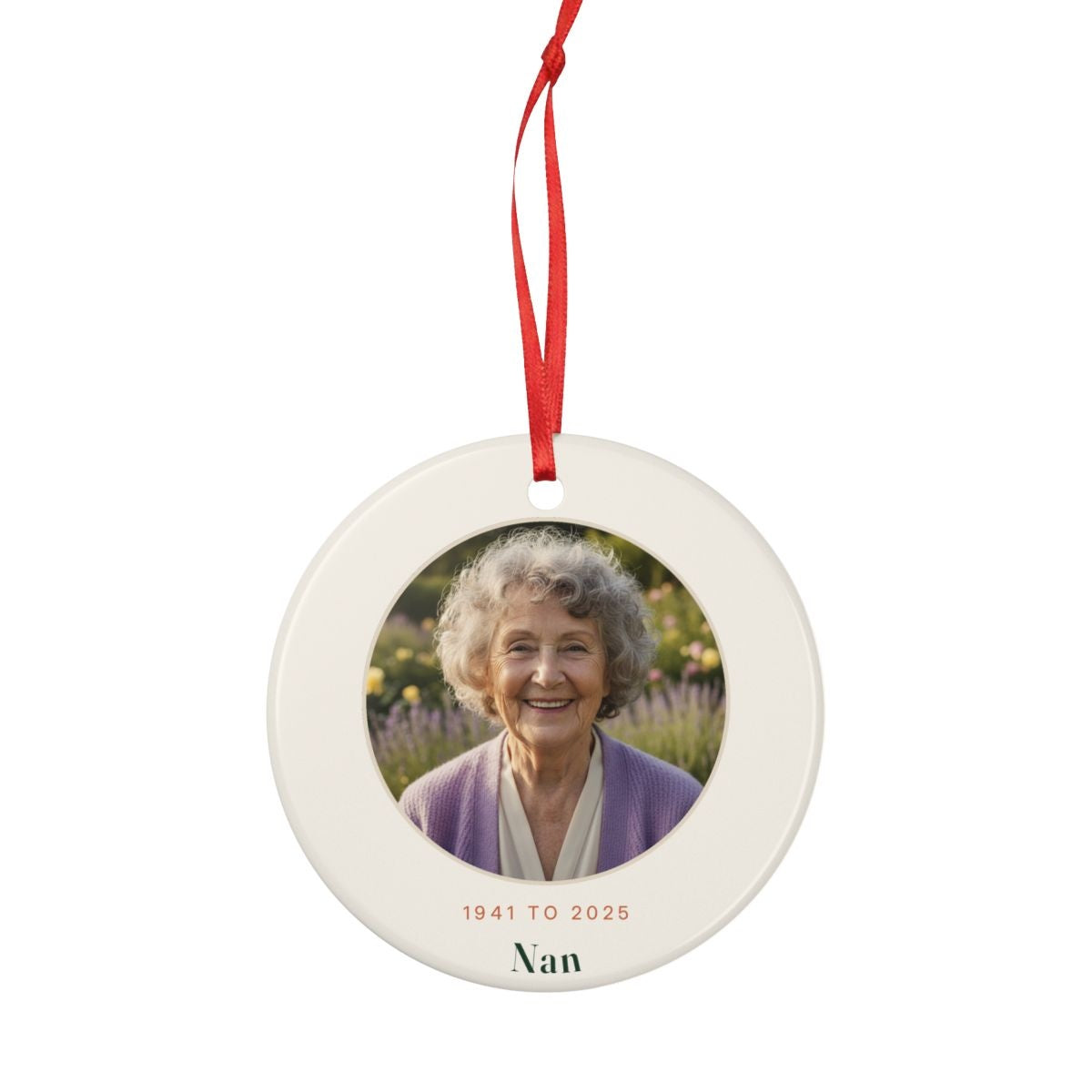 In Loving Memory Photo Christmas Ornament with Name and Dates, Kept by You, personalised and printed in the UK (view 4)