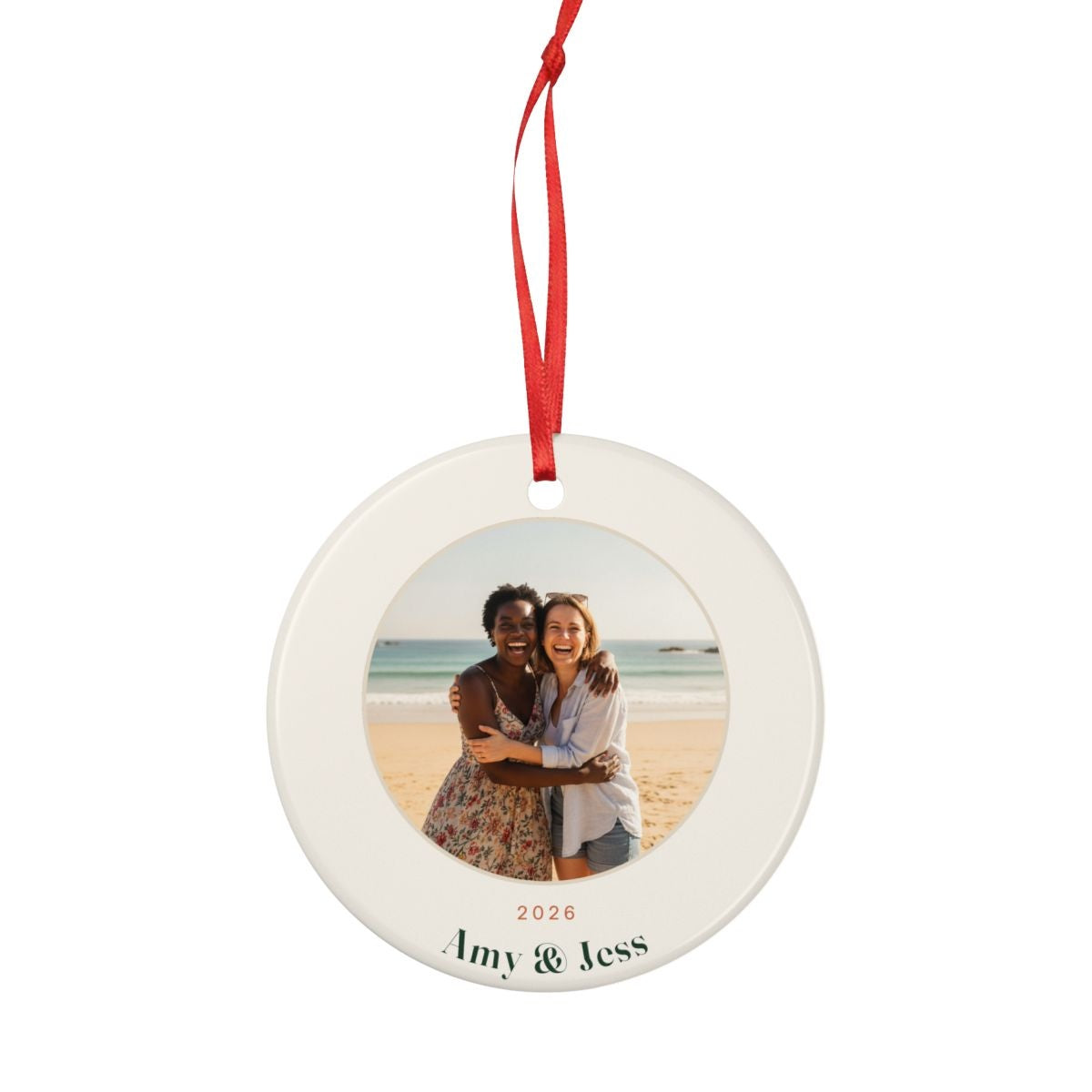 Personalised Photo Christmas Ornament for Friends, Kept by You, personalised and printed in the UK (view 4)