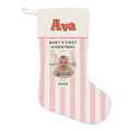 Personalised Baby's First Christmas Photo Stocking, Kept by You, personalised and printed in the UK