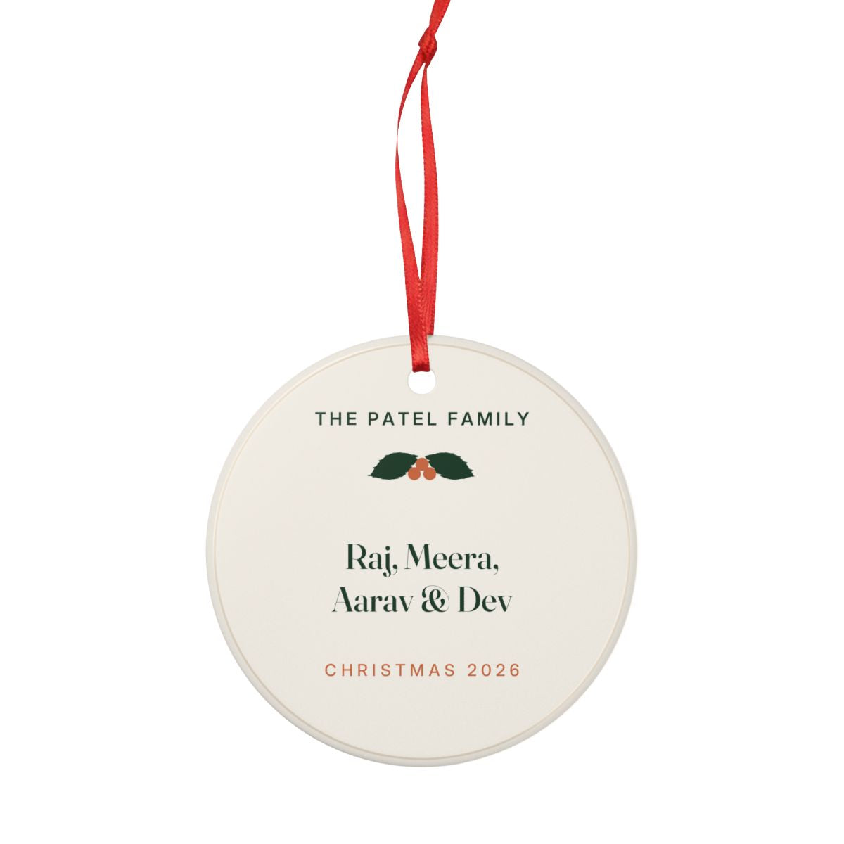 Personalised Family Ceramic Christmas Ornament with Names, Kept by You, personalised and printed in the UK (view 4)