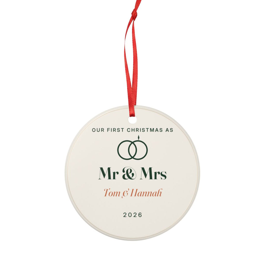 Personalised Our First Christmas Ornament, Mr & Mrs, Mr & Mr, Mrs & Mrs or Engaged, Kept by You, personalised and printed in the UK (view 4)