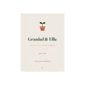 Personalised allotment print mock-up with a seedling in a pot, 'Grandad & Ellie', the plot and site, and 'Since 1998'