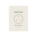 Personalised Auntie's Stars print mock-up, three stars inside a leafy wreath, 'Ella, Noah & Freya' and 'Loved every day'