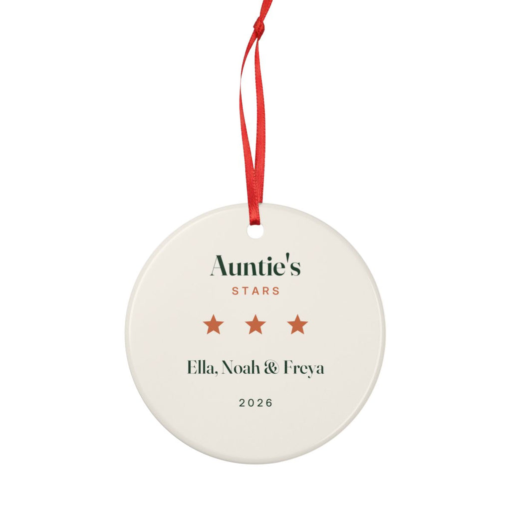 Personalised Auntie's Stars Christmas Ornament with Names, Kept by You, personalised and printed in the UK (view 4)