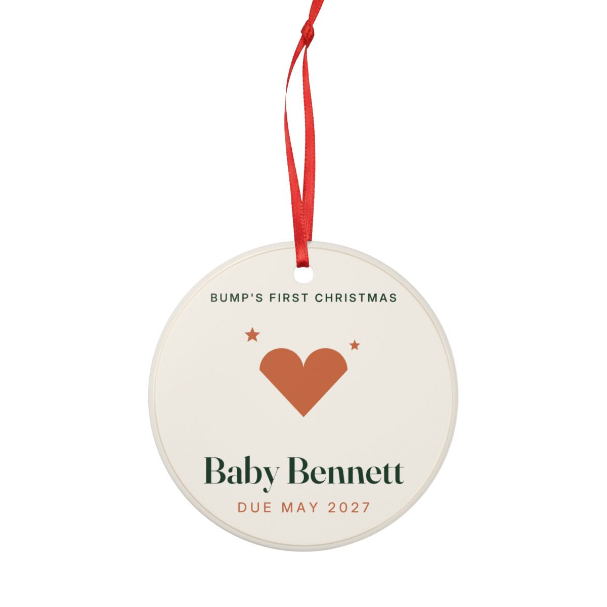 Personalised Bump's First Christmas Ornament with Due Date, Kept by You, personalised and printed in the UK (view 4)