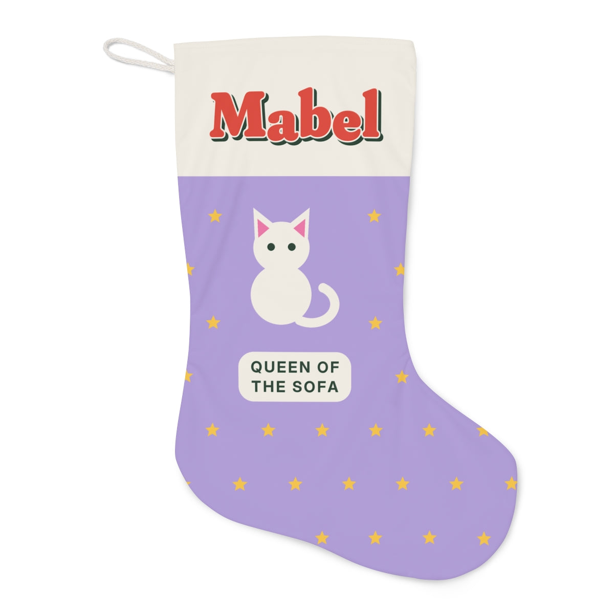 Personalised Cat Christmas Stocking with Name, Kept by You, personalised and printed in the UK