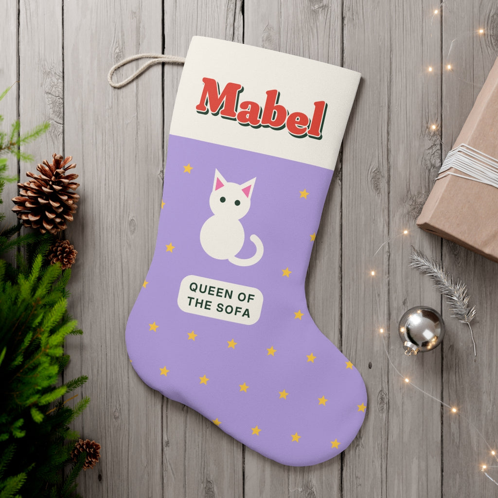 Personalised Cat Christmas Stocking with Name, Kept by You, personalised and printed in the UK (view 2)