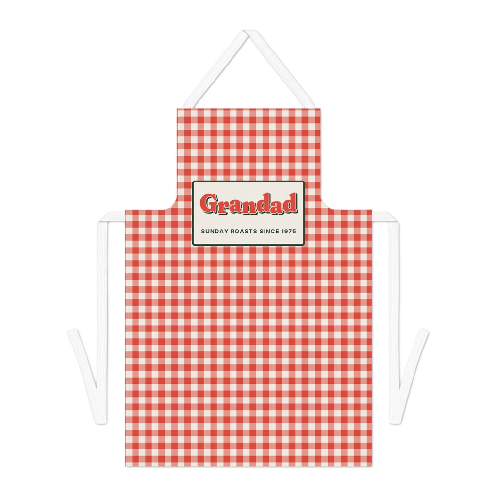 Personalised Checked Kitchen Apron with Name, Kept by You, personalised and printed in the UK