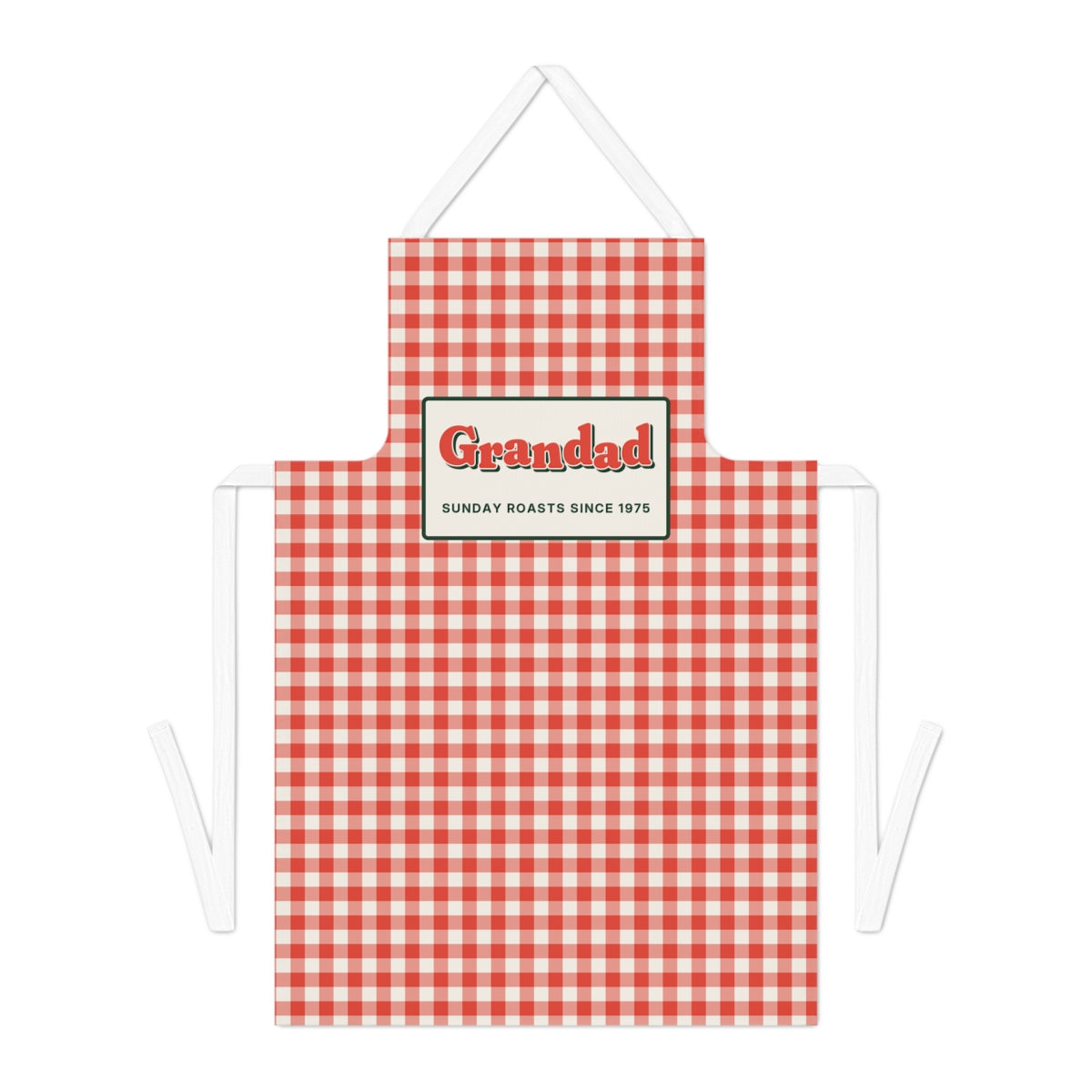 Personalised Checked Kitchen Apron with Name, Kept by You, personalised and printed in the UK