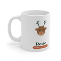 Personalised children's Christmas Eve white mug mock-up, handle on the left, with a reindeer face, 'Rosie', 'Christmas Eve'