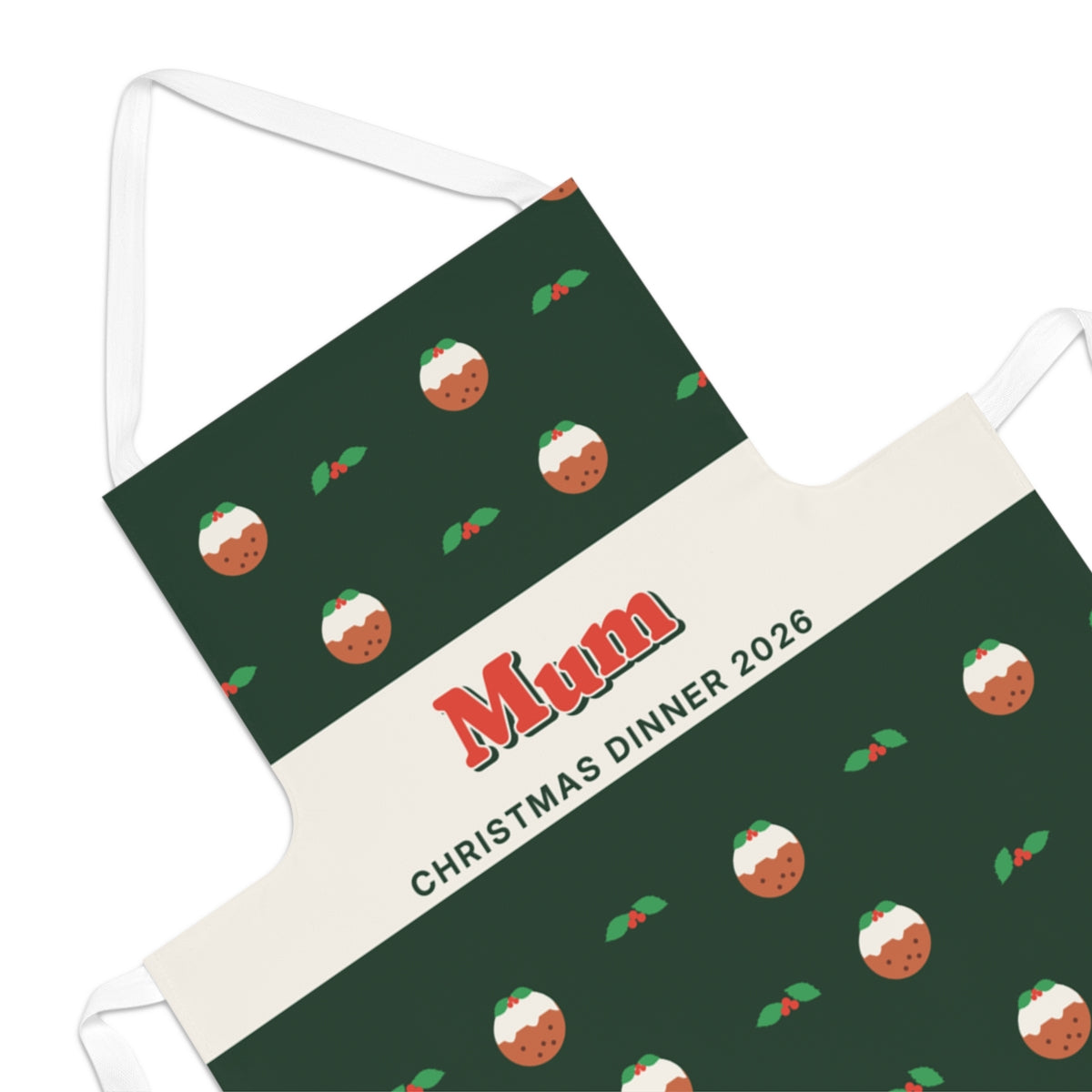 Personalised Christmas Apron with Name, Kept by You, personalised and printed in the UK (view 2)