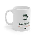 Personalised Christmas white mug mock-up, handle on the left, with a mug icon, 'Grandad's', 'Hot Chocolate Mug' and holly