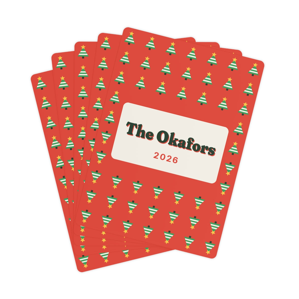 Personalised Christmas Playing Cards with Family Name, Kept by You, personalised and printed in the UK (view 2)