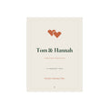 Personalised couple print, artwork mock-up with two overlapping hearts, 'Tom & Hannah' and 'Together since 2019'