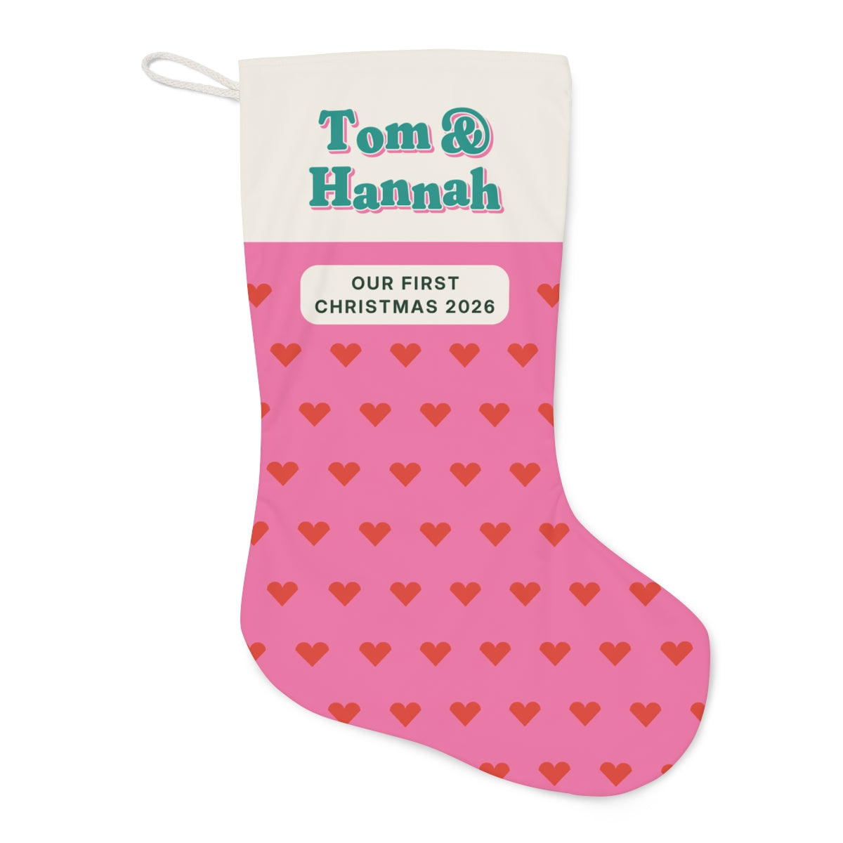Personalised Couple's Christmas Stocking with Names, Kept by You, personalised and printed in the UK