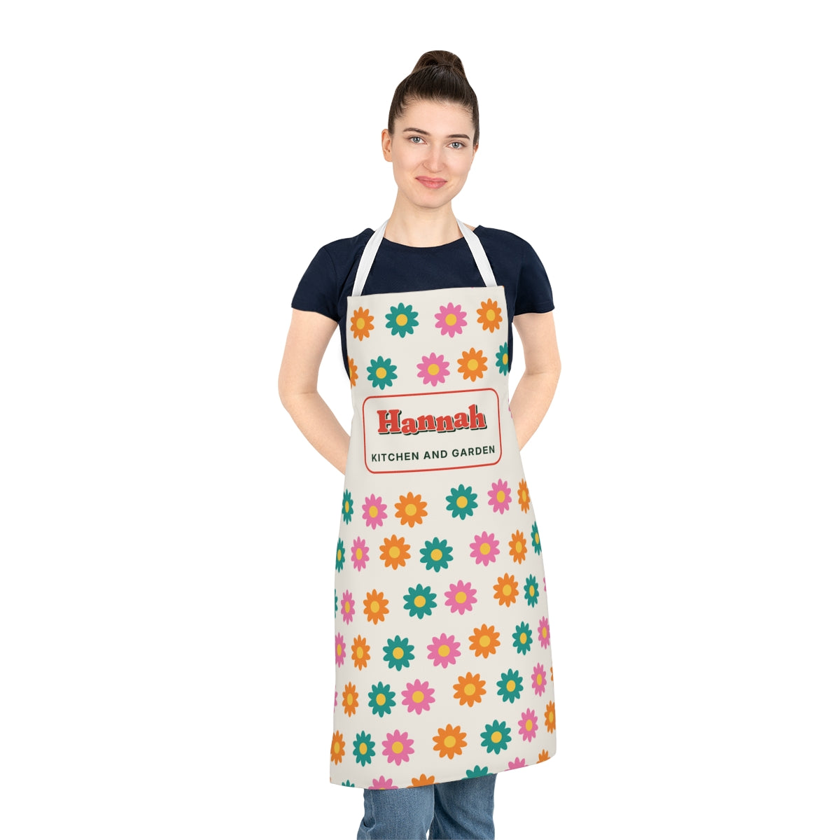 Personalised Daisy Apron with Name, Kept by You, personalised and printed in the UK (view 3)