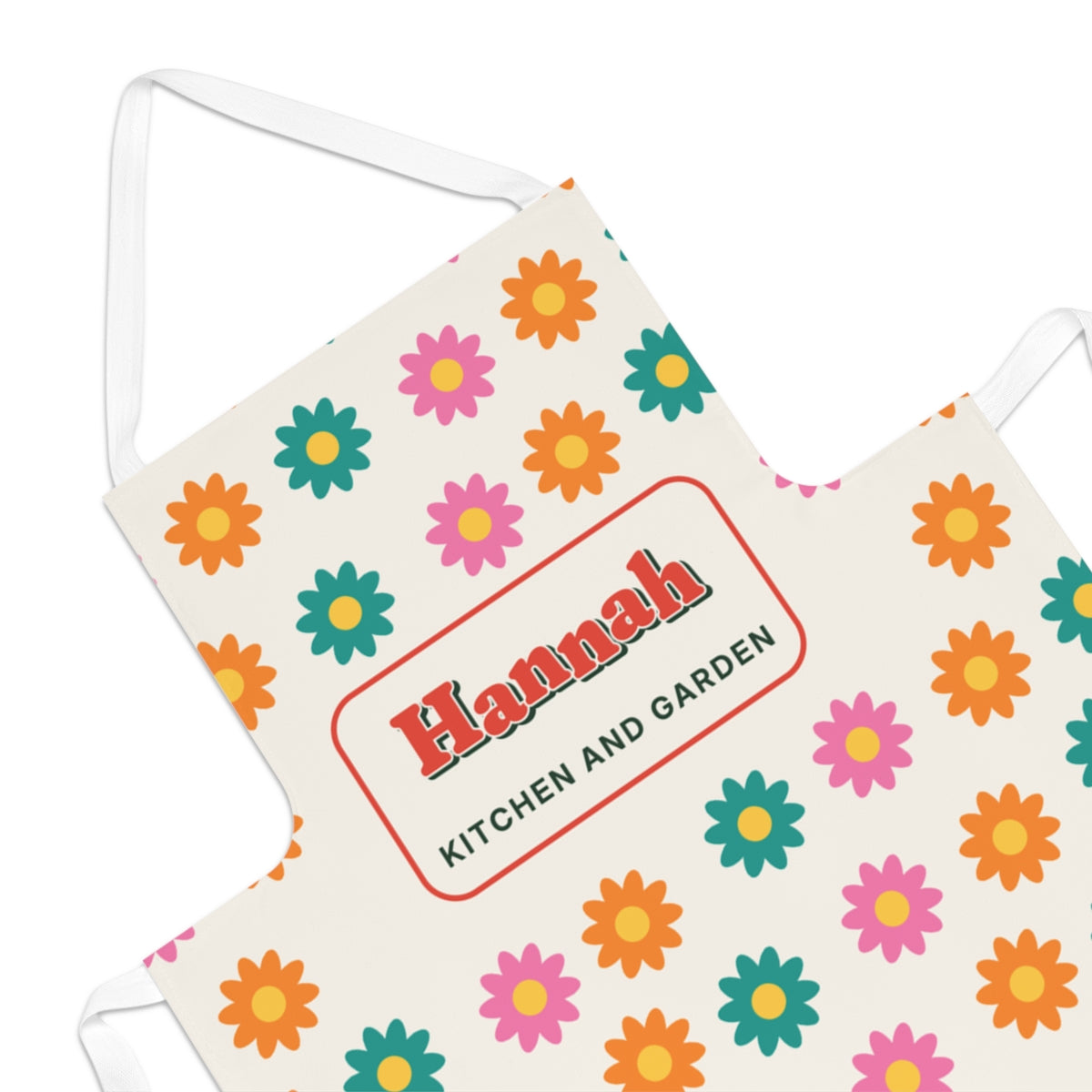 Personalised Daisy Apron with Name, Kept by You, personalised and printed in the UK (view 2)