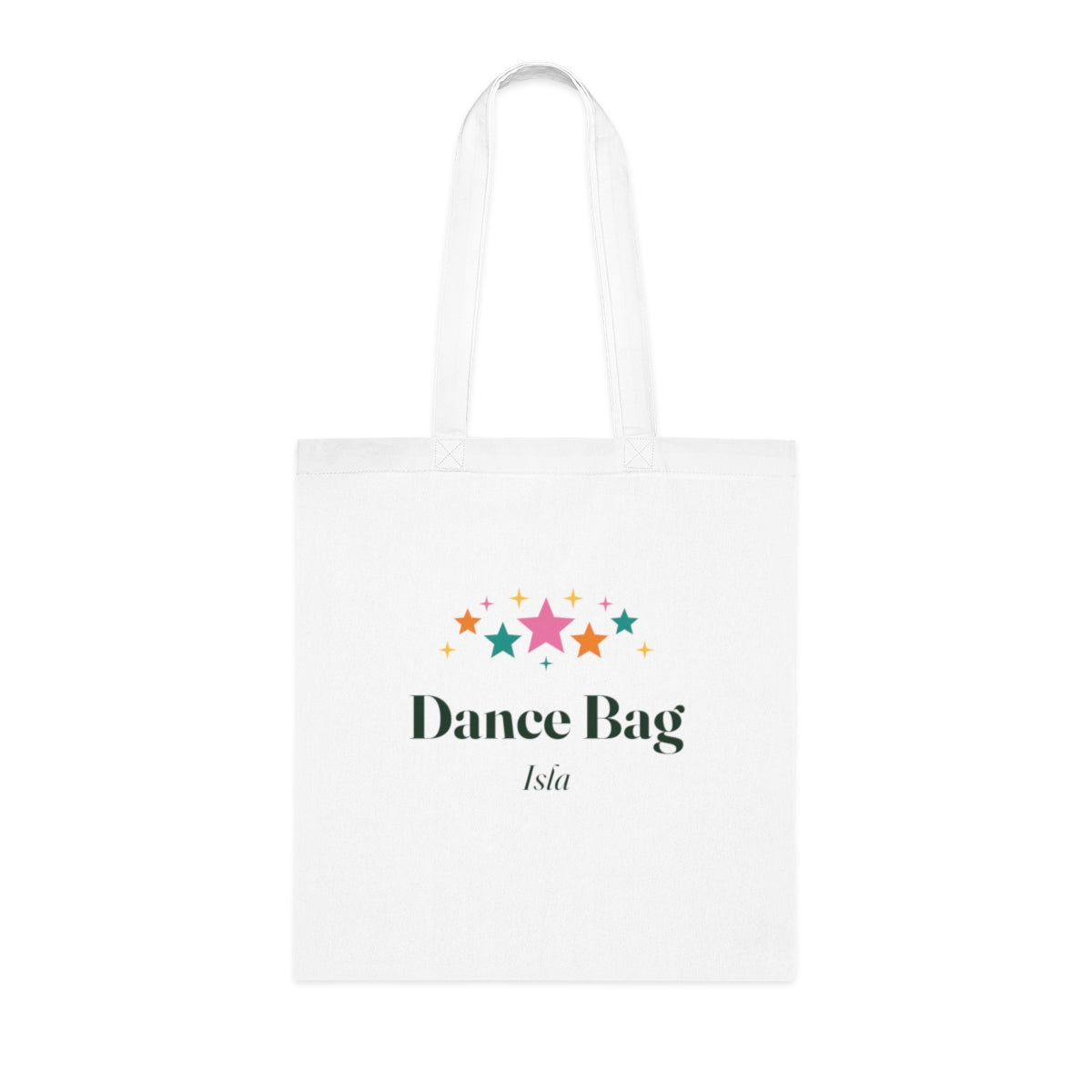 Personalised Dance Bag Tote with Name, Colourful Stars, Kept by You, personalised and printed in the UK