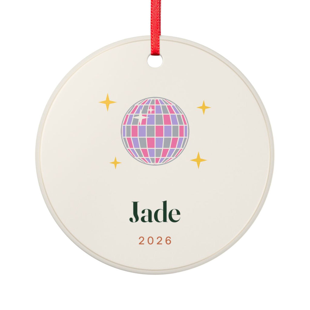 Personalised Disco Ball Christmas Ornament with Name, Kept by You, personalised and printed in the UK
