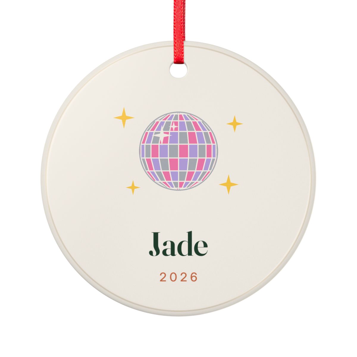 Personalised Disco Ball Christmas Ornament with Name, Kept by You, personalised and printed in the UK