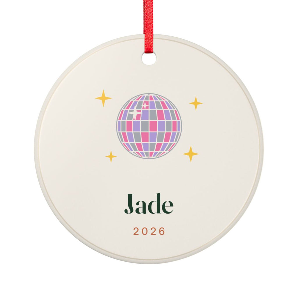 Personalised Disco Ball Christmas Ornament with Name, Kept by You, personalised and printed in the UK (view 2)