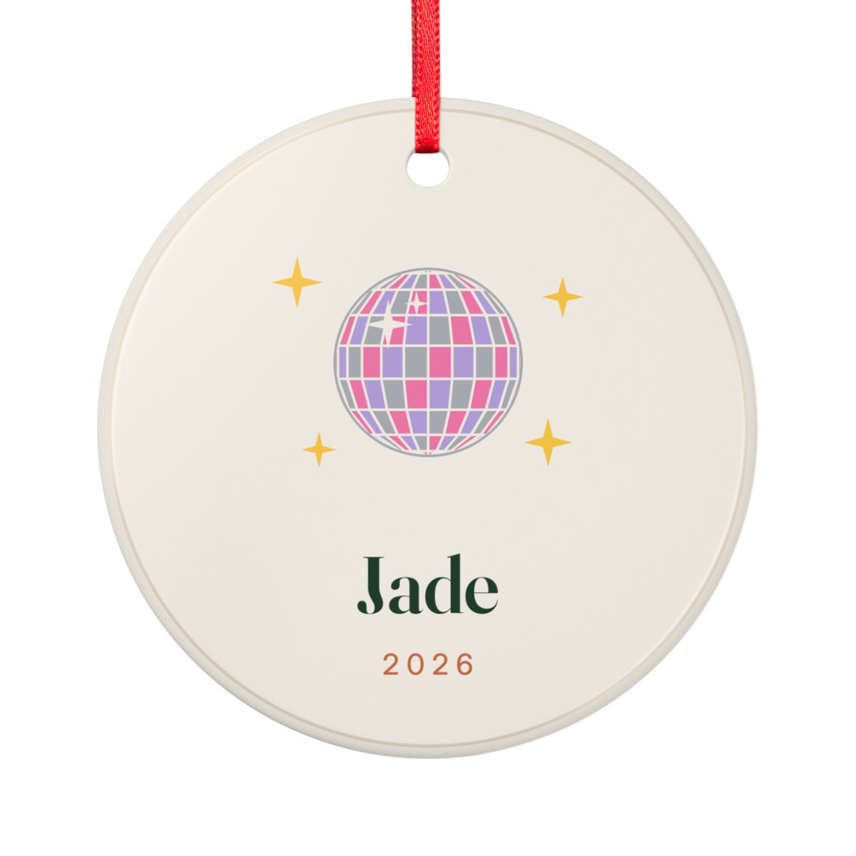 Personalised Disco Ball Christmas Ornament with Name, Kept by You, personalised and printed in the UK (view 2)
