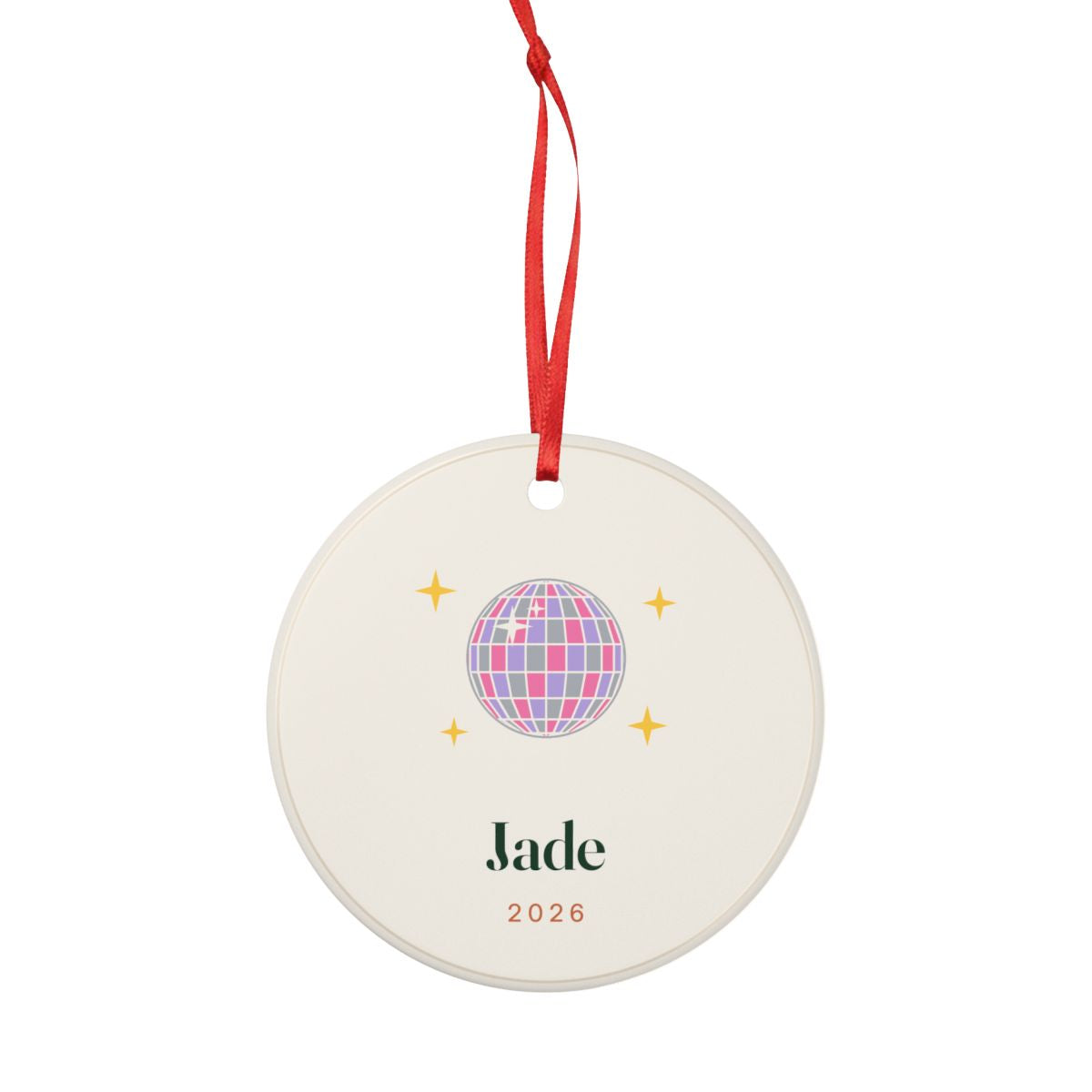Personalised Disco Ball Christmas Ornament with Name, Kept by You, personalised and printed in the UK (view 3)