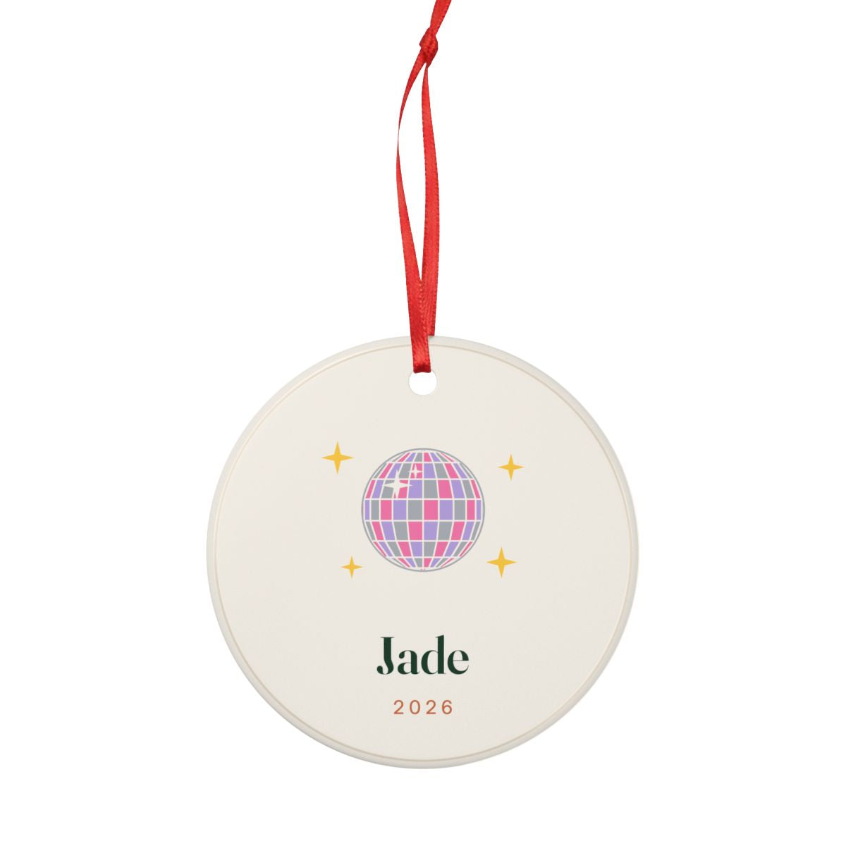 Personalised Disco Ball Christmas Ornament with Name, Kept by You, personalised and printed in the UK (view 4)