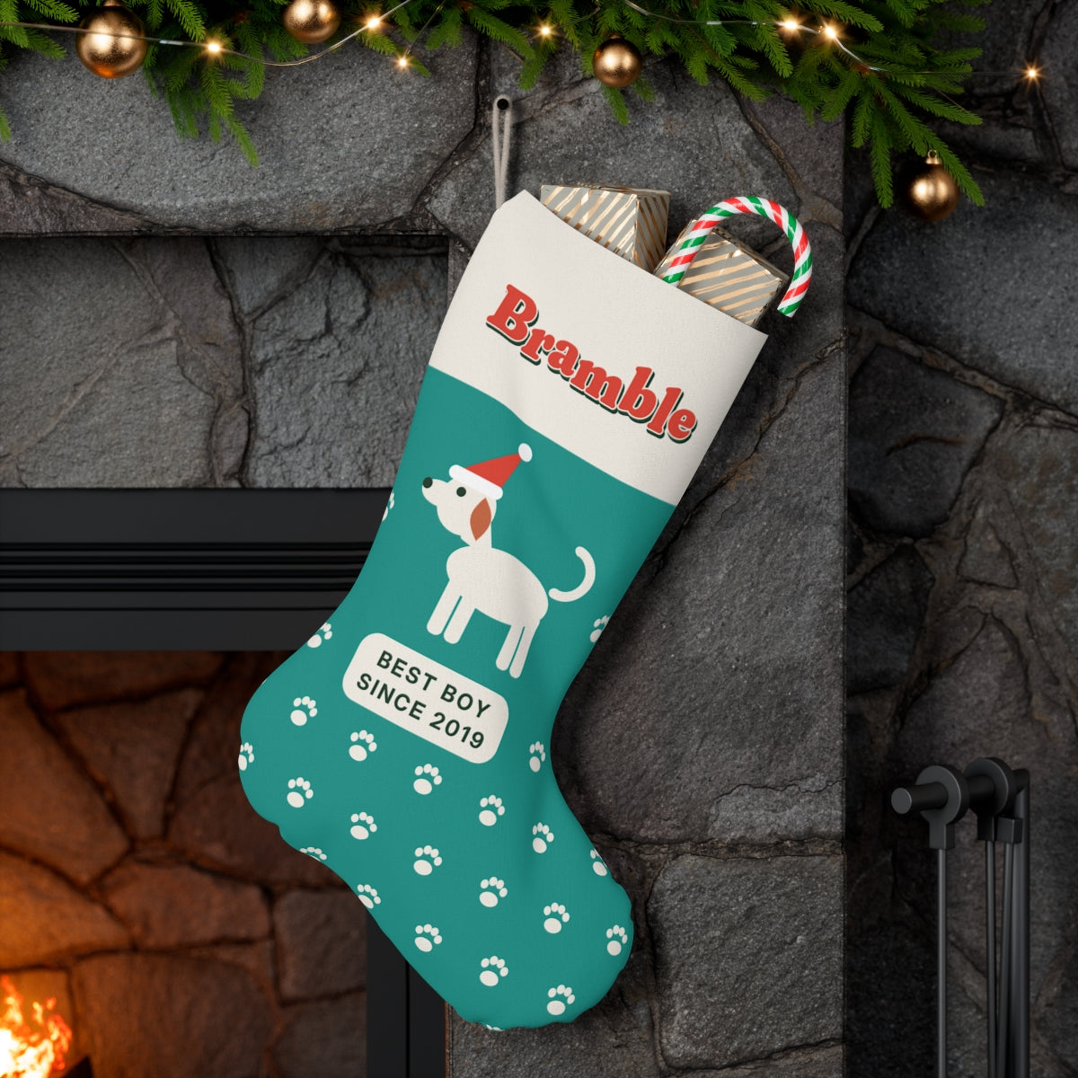 Personalised Dog Christmas Stocking with Name, Kept by You, personalised and printed in the UK (view 3)