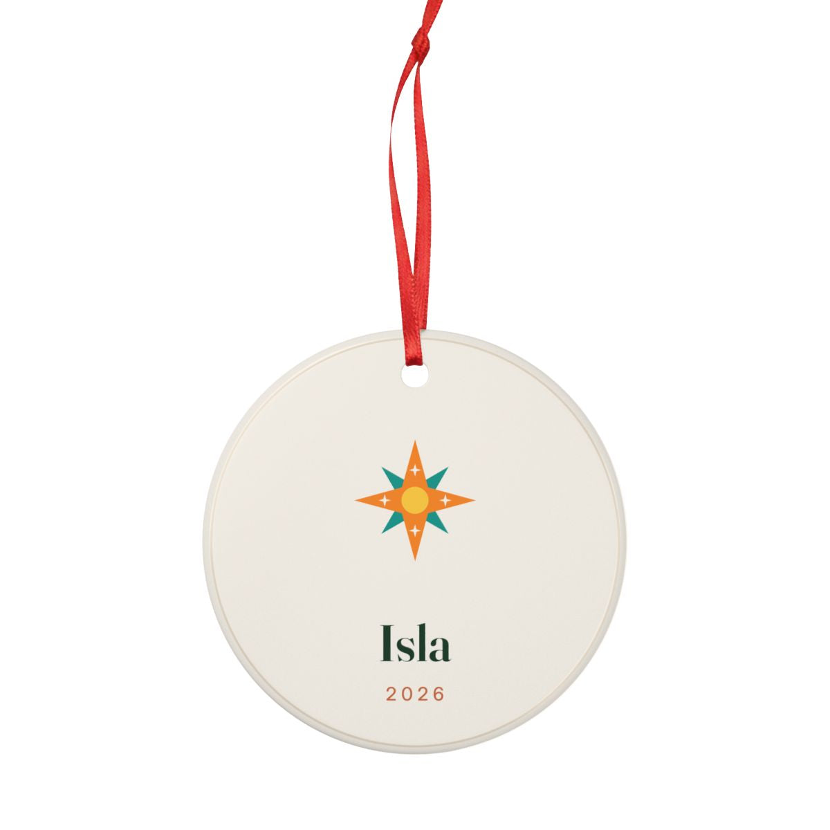 Personalised Eight-Point Star Christmas Ornament with Name, Kept by You, personalised and printed in the UK (view 4)