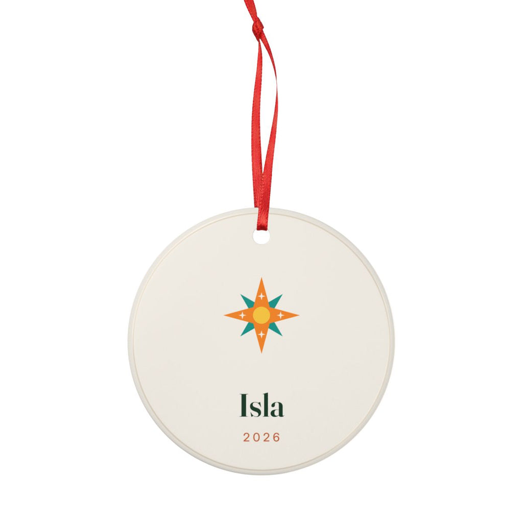 Personalised Eight-Point Star Christmas Ornament with Name, Kept by You, personalised and printed in the UK (view 3)