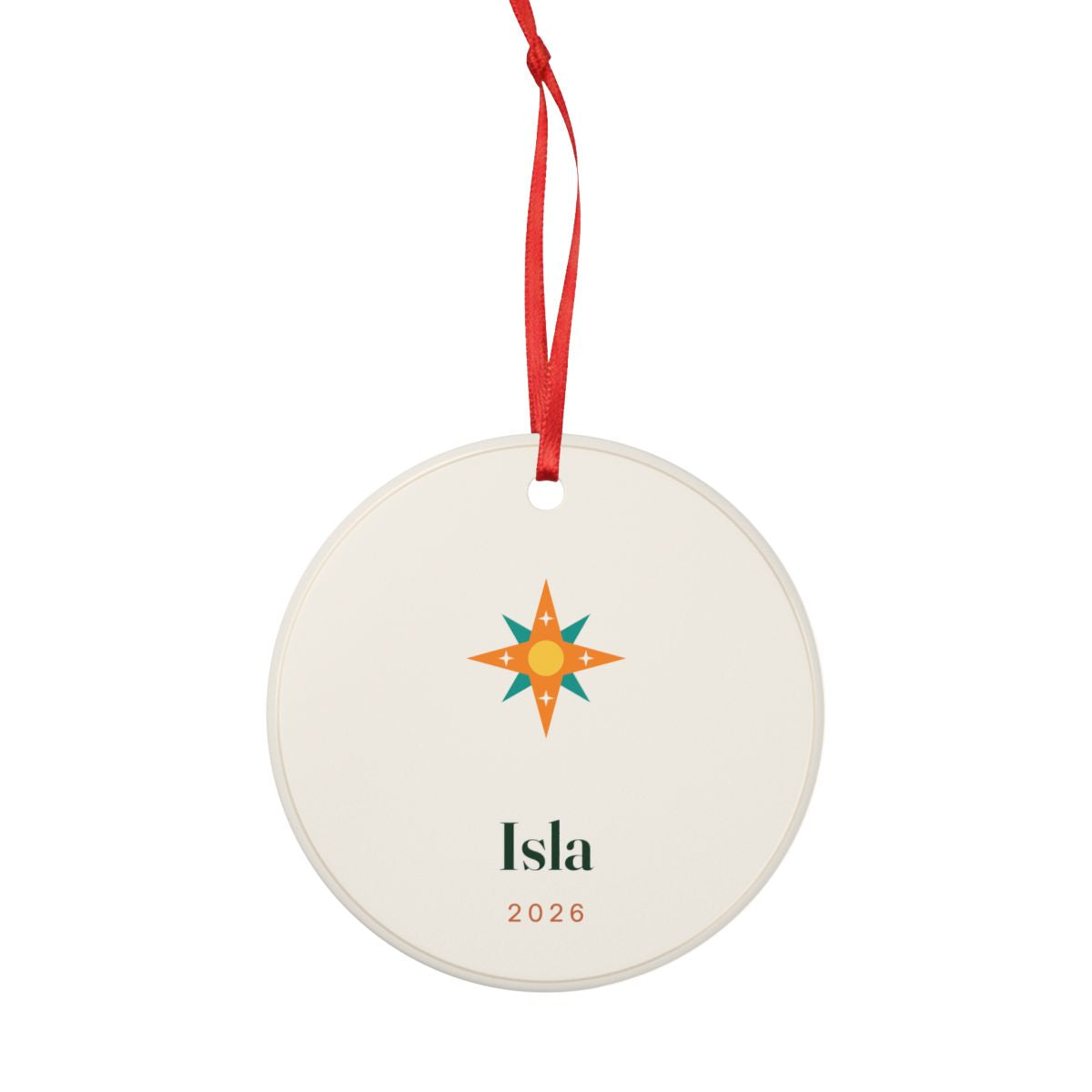 Personalised Eight-Point Star Christmas Ornament with Name, Kept by You, personalised and printed in the UK (view 3)