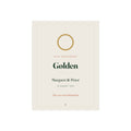 Personalised golden wedding anniversary print mock-up with a gold ring, 'Golden', 'Margaret & Peter' and '12 August 1976'