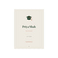 Personalised graduation print mock-up with a mortarboard above 'Priya Shah', 'BSC Nursing', 'July 2026' and 'So proud of you'