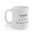 Personalised Grandad's Stars mug mock-up, printed 'Grandad's Stars', four stars, 'Ella, Noah, Freya & Jack' and '2026'
