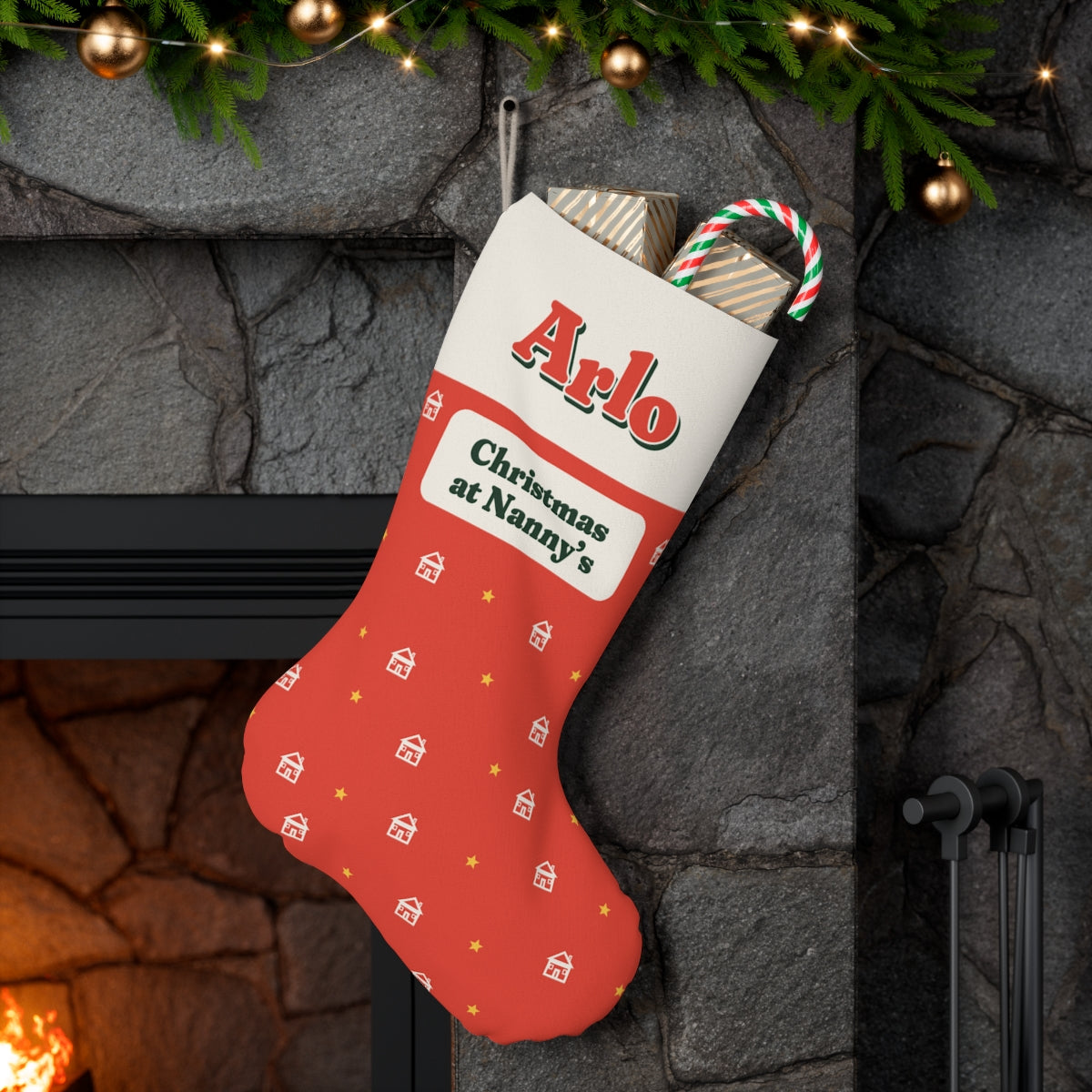 Personalised Grandparents' House Christmas Stocking with Name, Kept by You, personalised and printed in the UK (view 3)