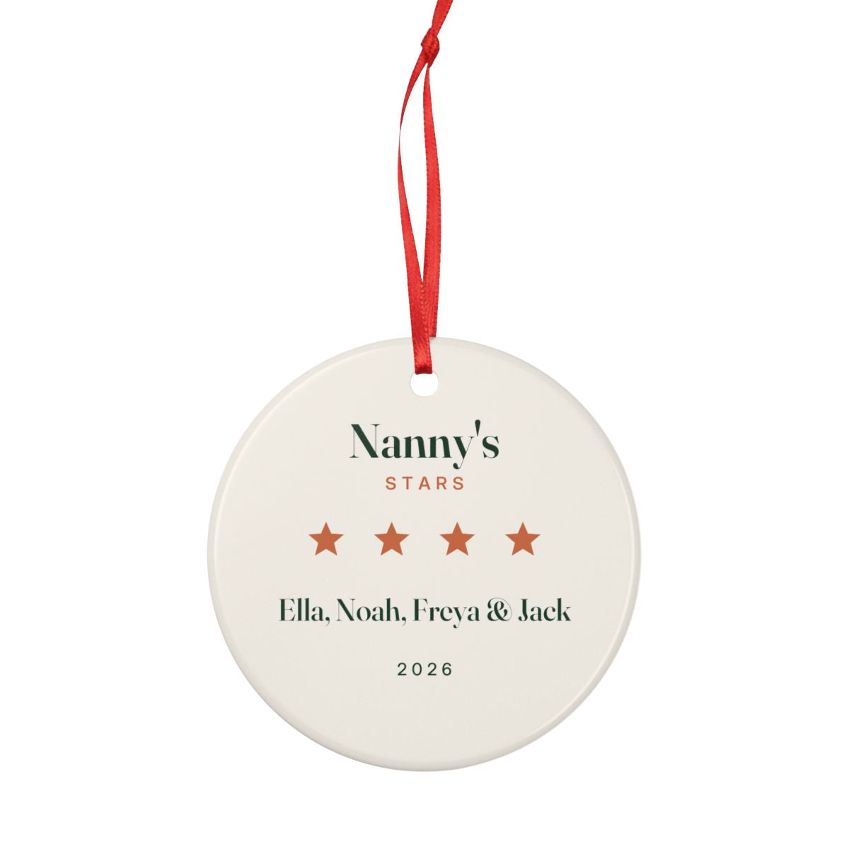 Personalised Grandparents Christmas Ornament with Stars and Names, Kept by You, personalised and printed in the UK (view 4)