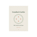 Personalised Grandparents print mock-up printed 'Grandma's Garden', a leafy wreath with four orange stars and sample names