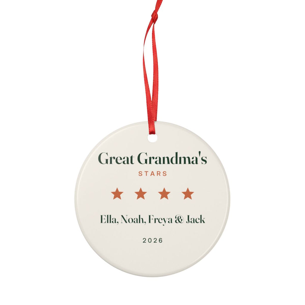 Personalised Great Grandparents Christmas Ornament with Stars and Names, Kept by You, personalised and printed in the UK (view 4)
