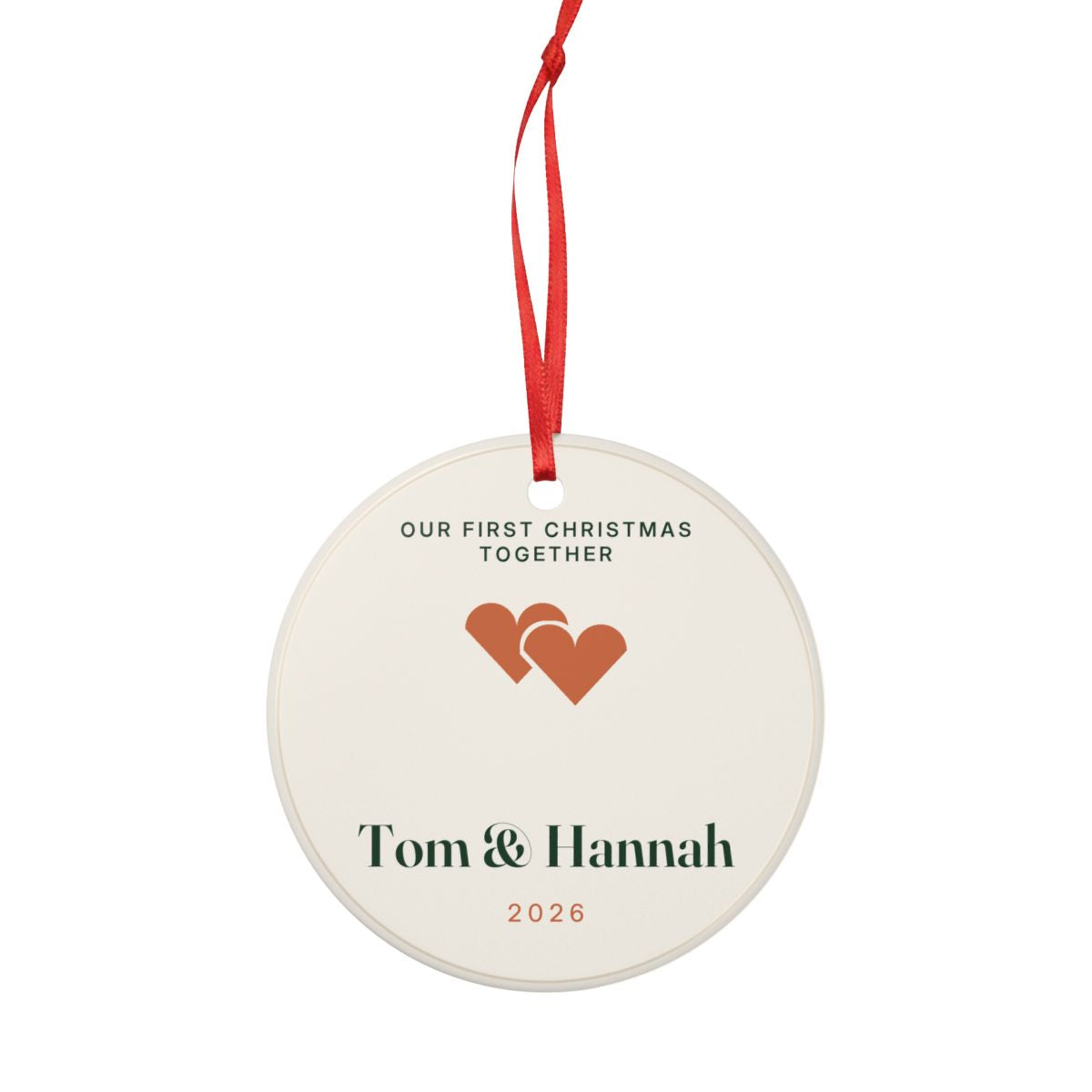 Personalised Our First Christmas Together Ornament with Names, Kept by You, personalised and printed in the UK (view 4)