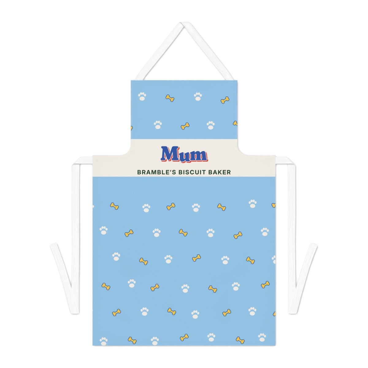 Personalised Paw Print Apron with Name, Kept by You, personalised and printed in the UK