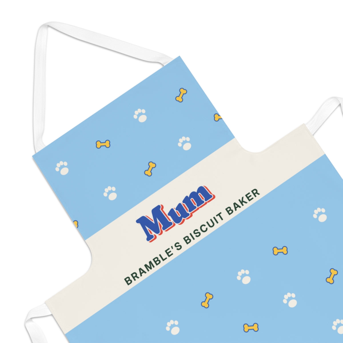 Personalised Paw Print Apron with Name, Kept by You, personalised and printed in the UK (view 2)