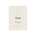 Personalised pearl anniversary print mock-up with a ring of pearls, 'Pearl', 'Sarah & James' and '9 July 1996' on a cream background