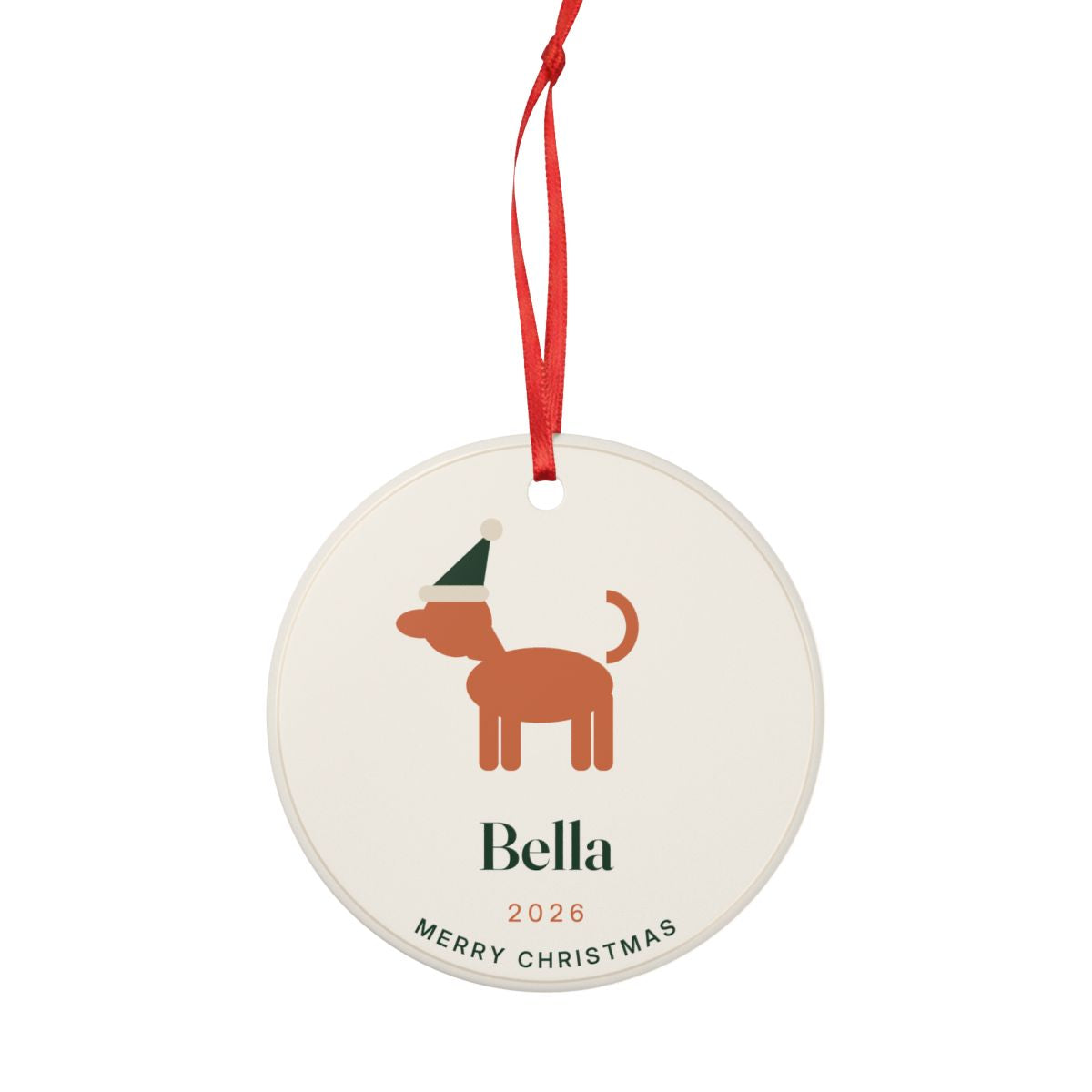 Personalised Dog Ceramic Christmas Ornament with Name, Kept by You, personalised and printed in the UK (view 4)