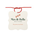 Personalised pet memorial aluminium ornament mock-up, scalloped cream square with paw prints, 'Max & Bella', '2010 to 2026'