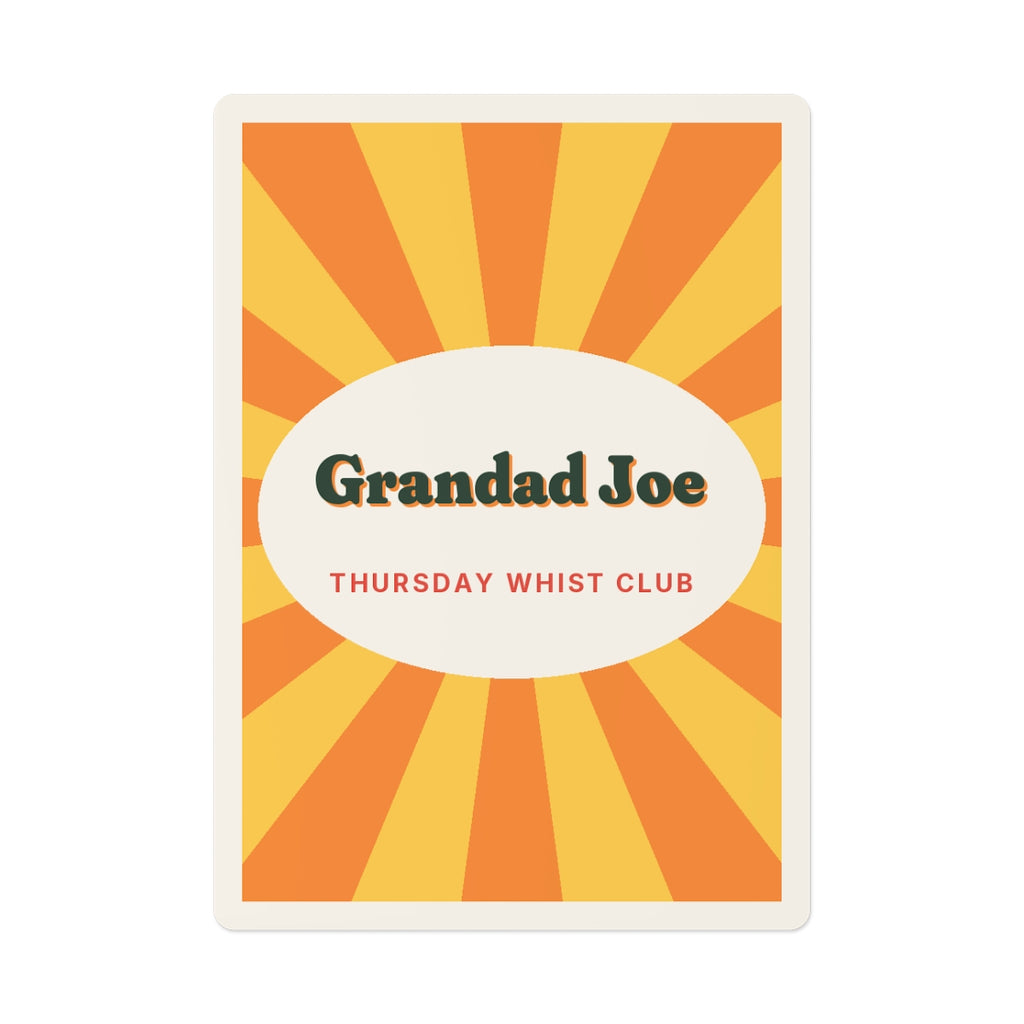 Personalised Playing Cards with Name, Retro Sunburst, Kept by You, personalised and printed in the UK