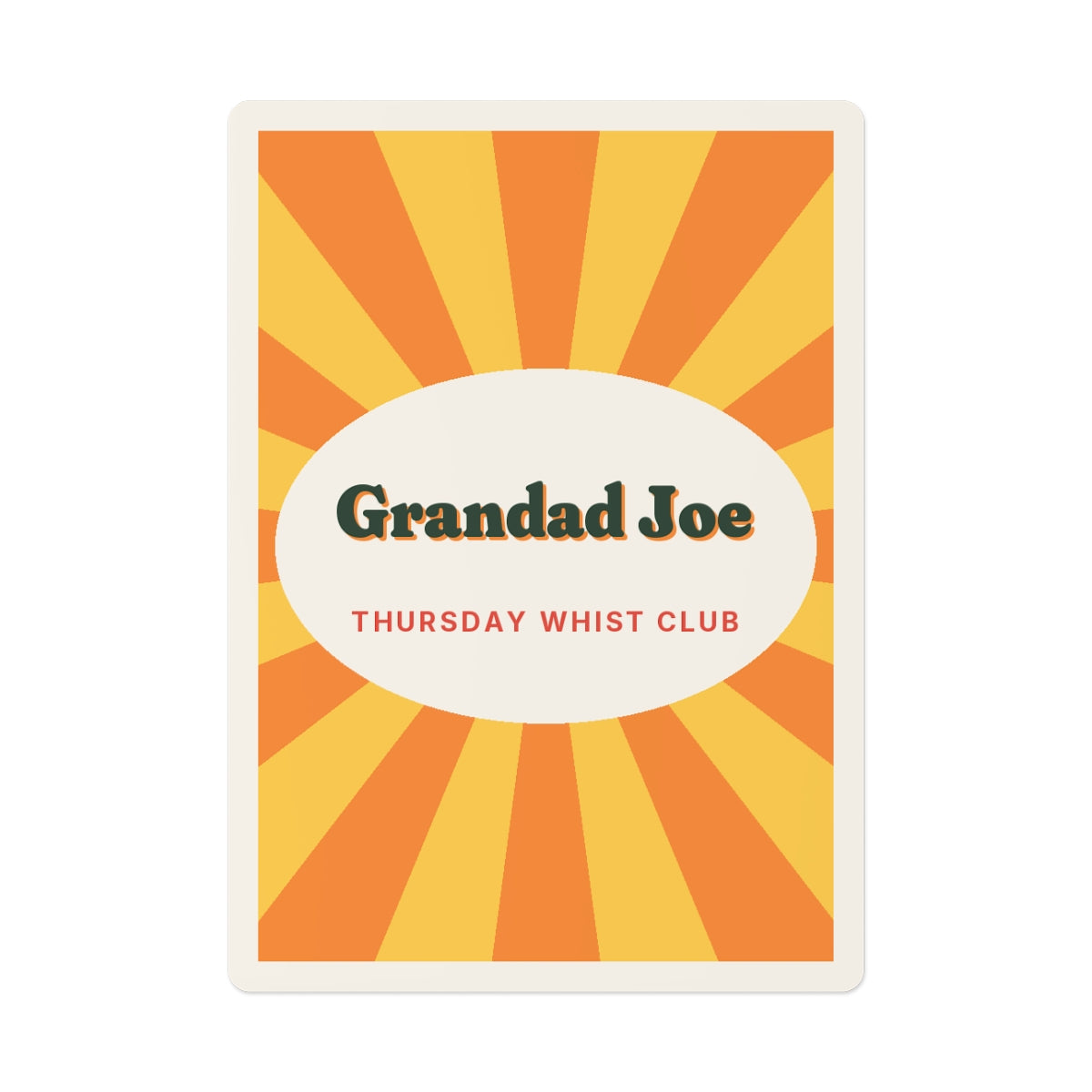 Personalised Playing Cards with Name, Retro Sunburst, Kept by You, personalised and printed in the UK