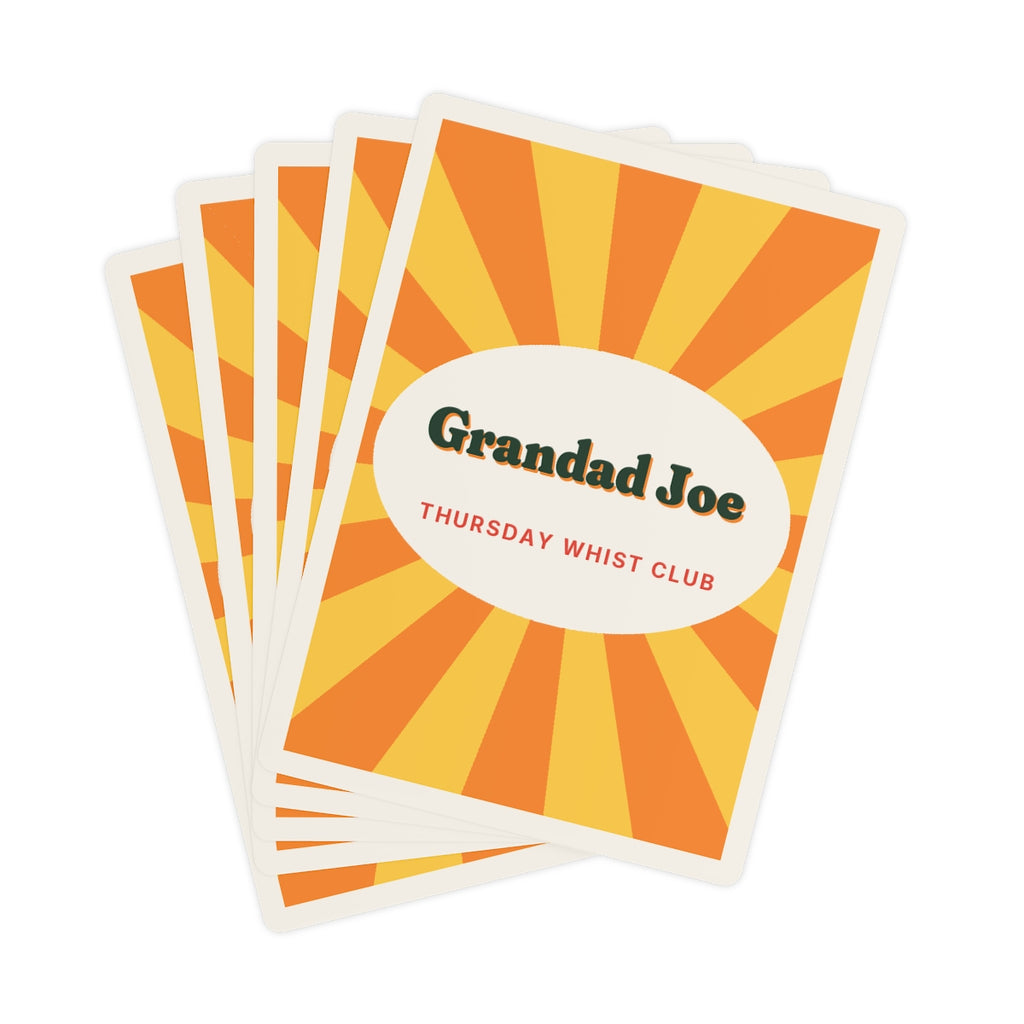 Personalised Playing Cards with Name, Retro Sunburst, Kept by You, personalised and printed in the UK (view 2)