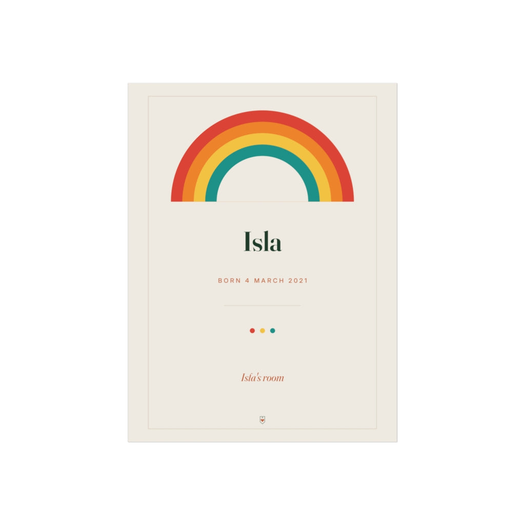 Personalised Rainbow Name Print for a Child's Room, Kept by You, personalised and printed in the UK